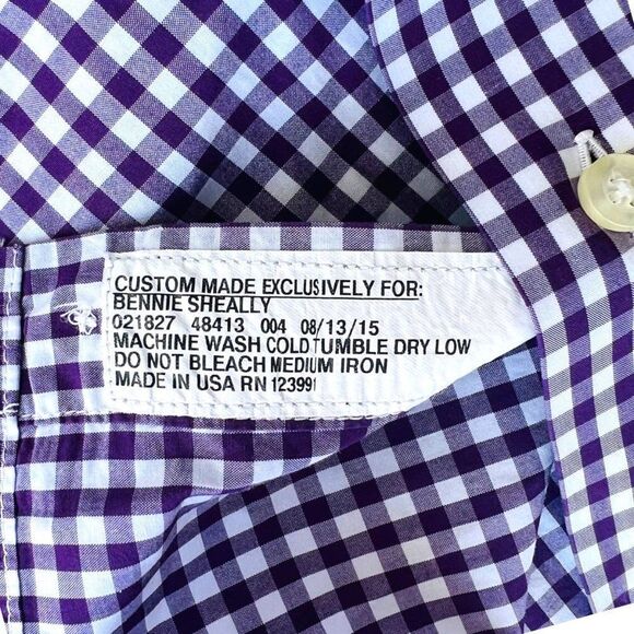 Tom James Collard Button Down Casual Shirt Purple / White Checker See Photos - Picture 4 of 6
